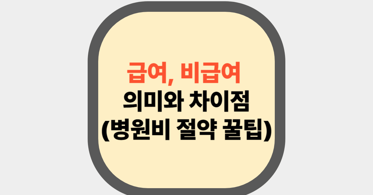 급여, 비급여 의미와 차이점(병원비 절약 꿀팁)