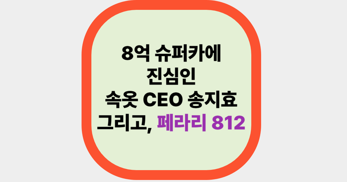 8억 슈퍼카에 진심인 속옷 CEO 송지효 그리고, 페라리 812